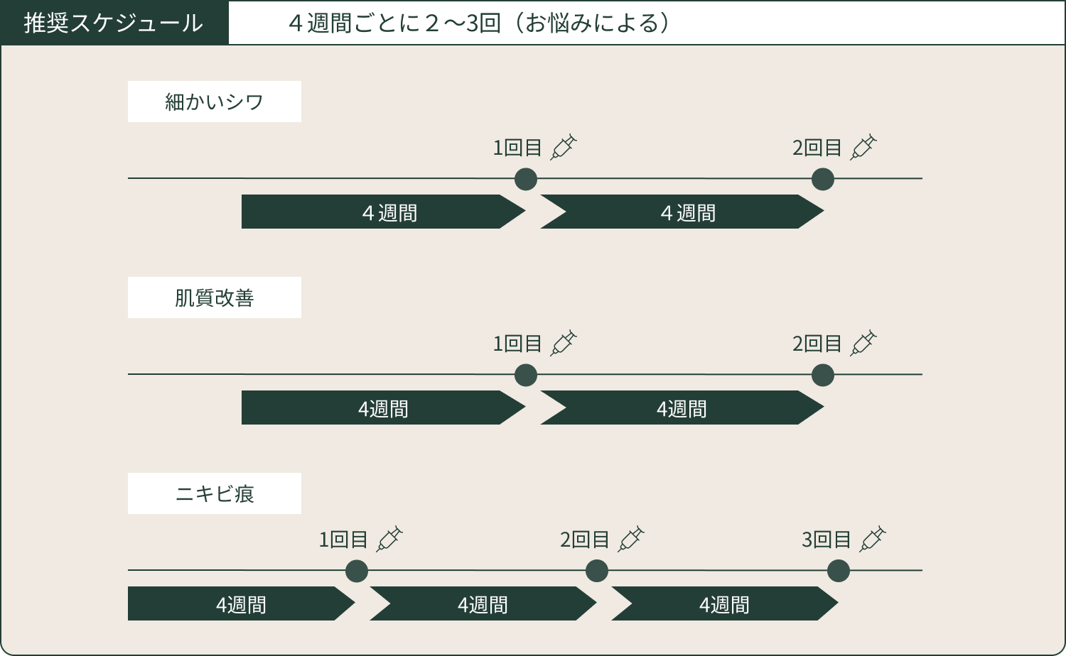 推奨スケジュール 4週間ごとに2〜3回（お悩みによる）