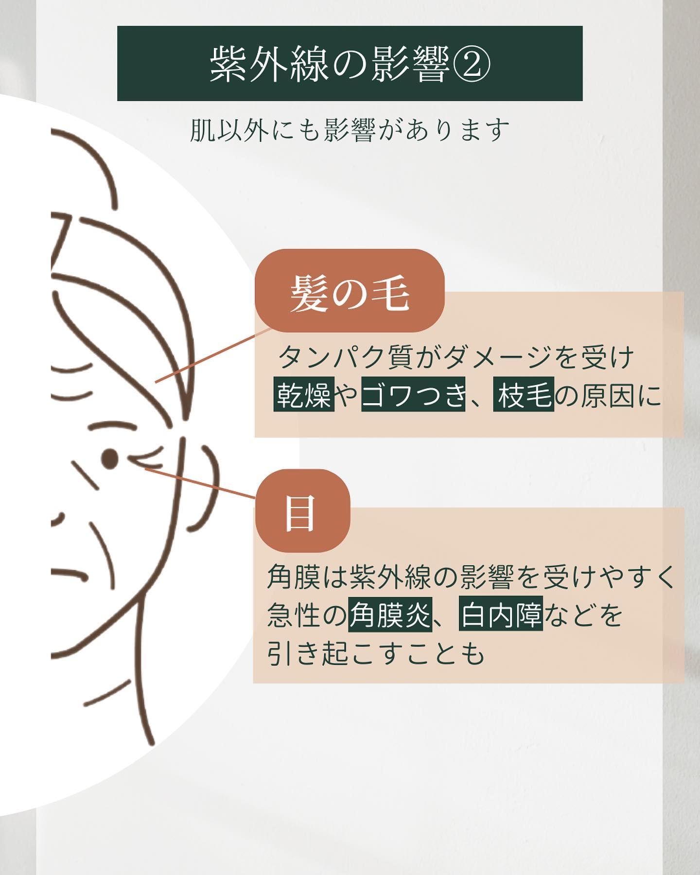 紫外線の髪の毛・目への影響