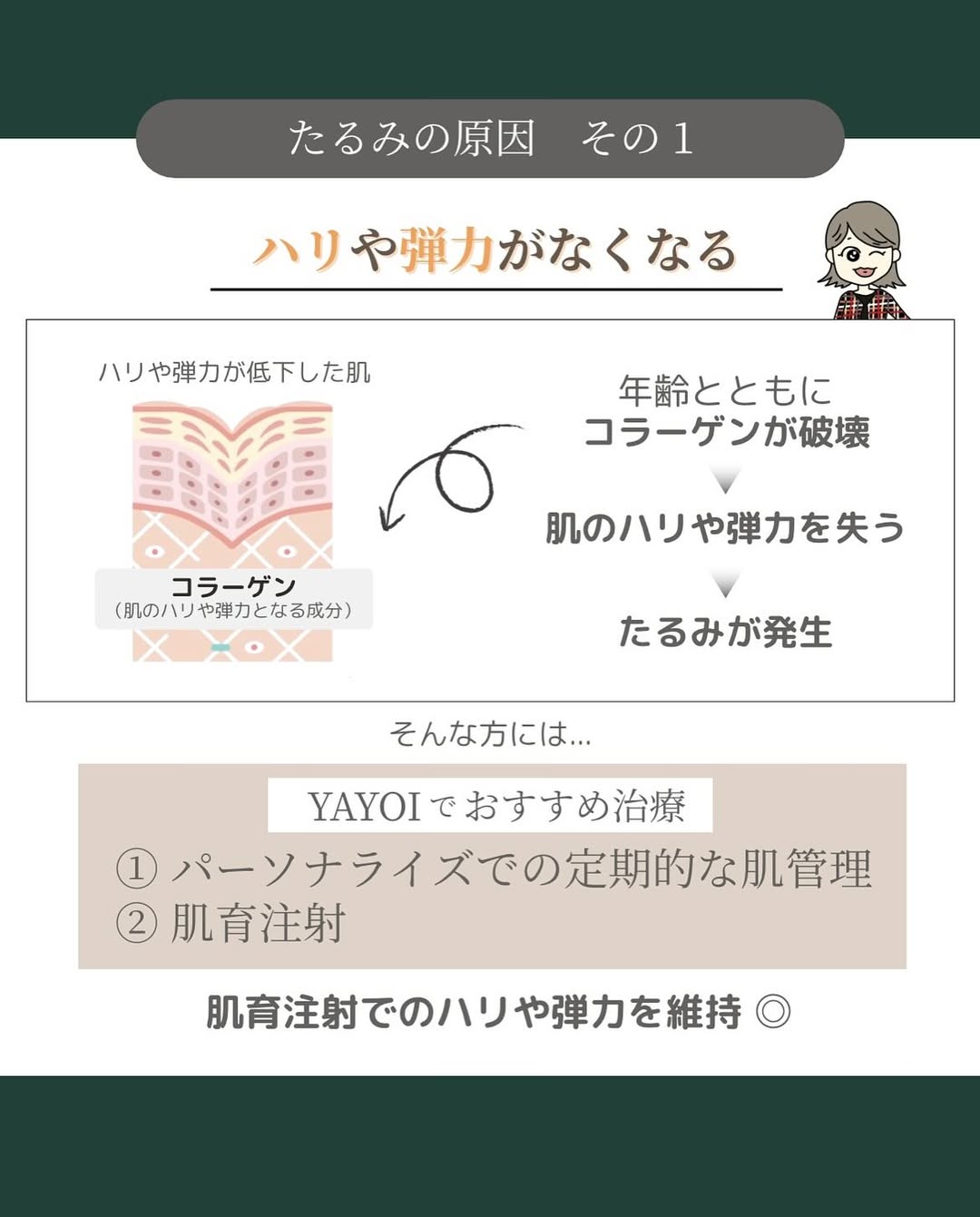 たるみの原因の一つは肌のハリや弾力の減少