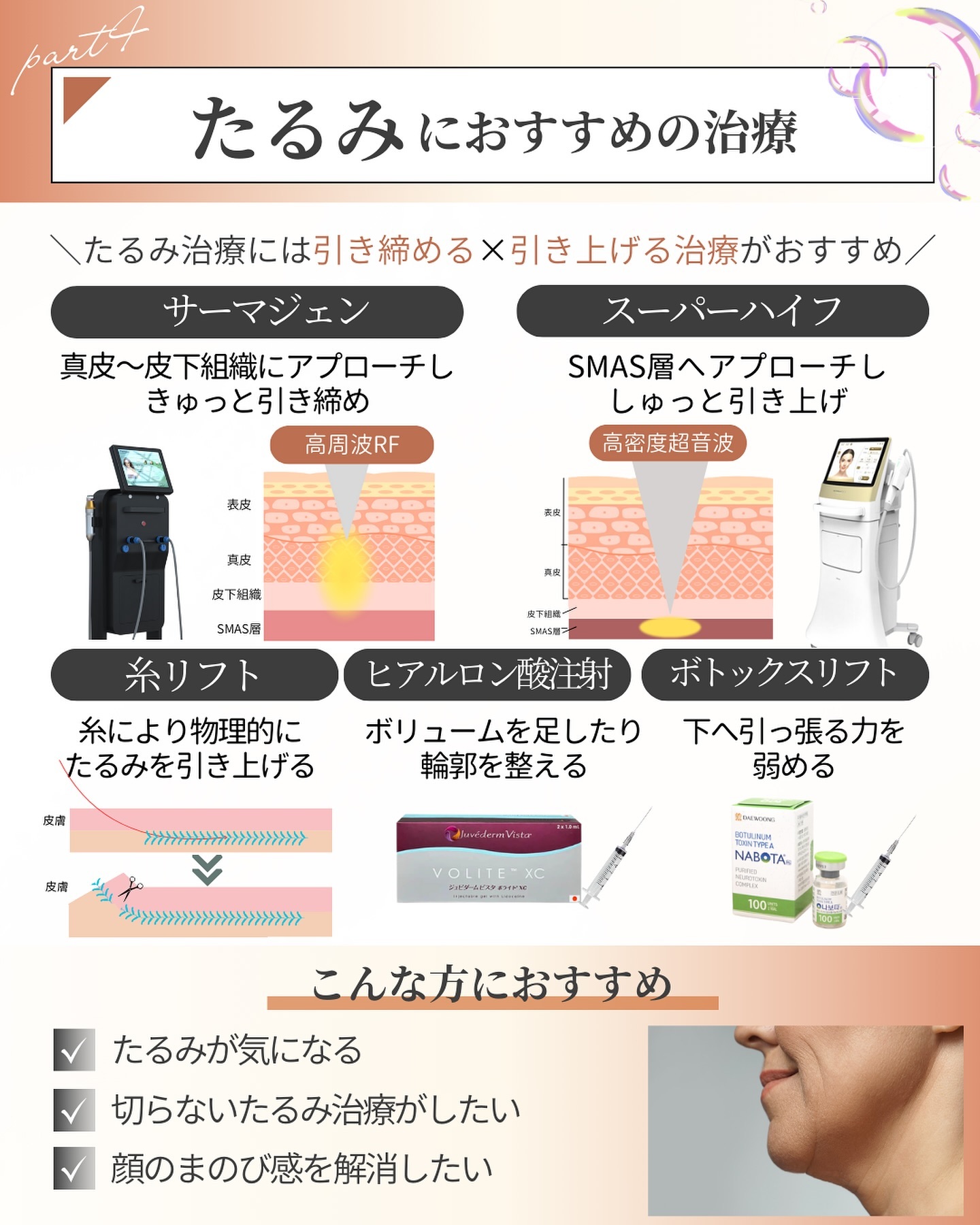 たるみにおすすめの施術5選