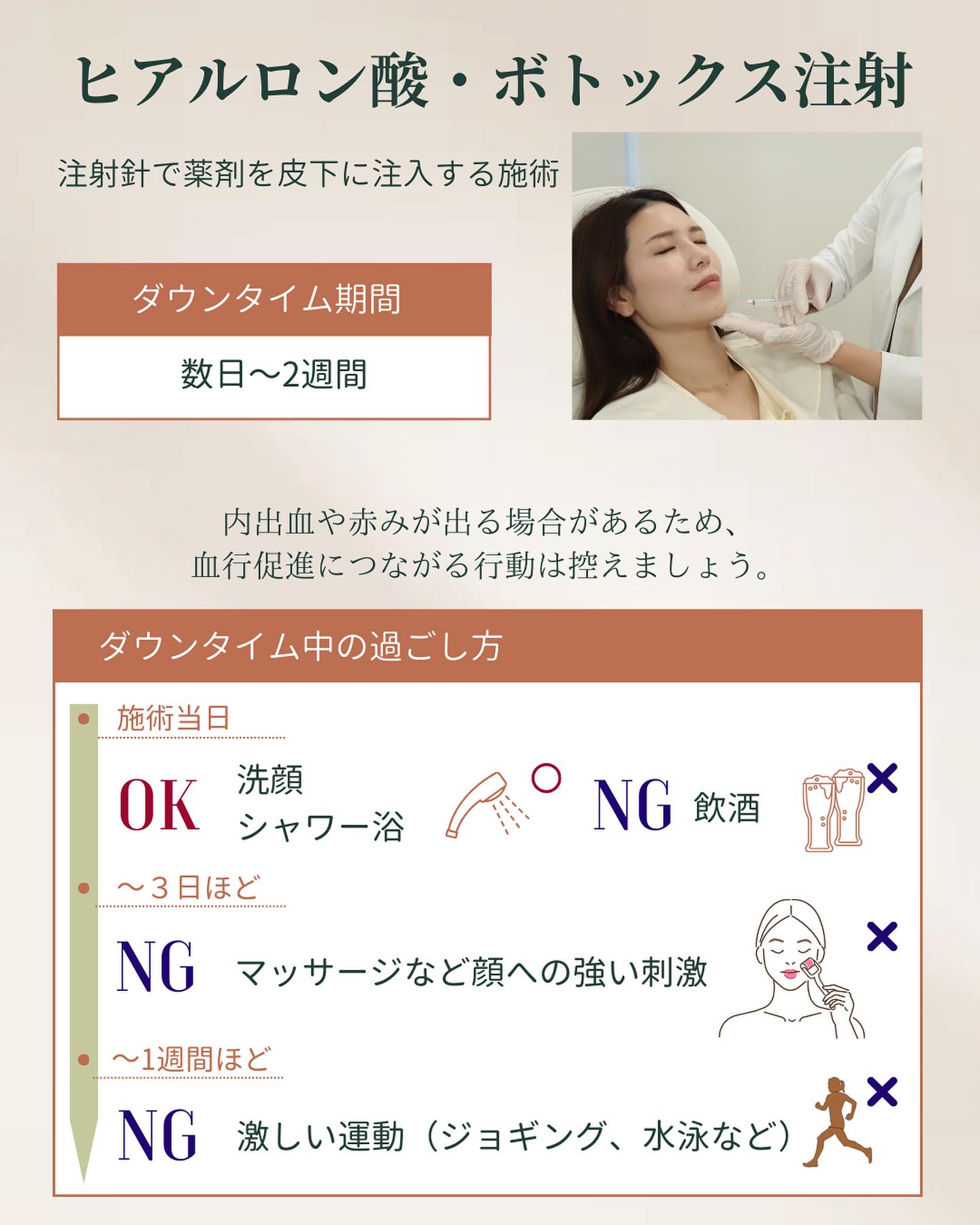 ヒアルロン酸・ボトックス注射後の過ごし方