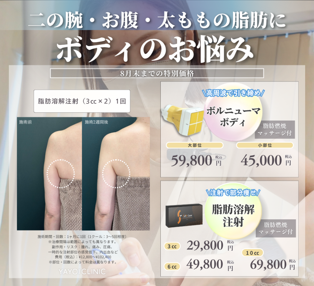 8月末日までのご案内｜ボディのお悩み