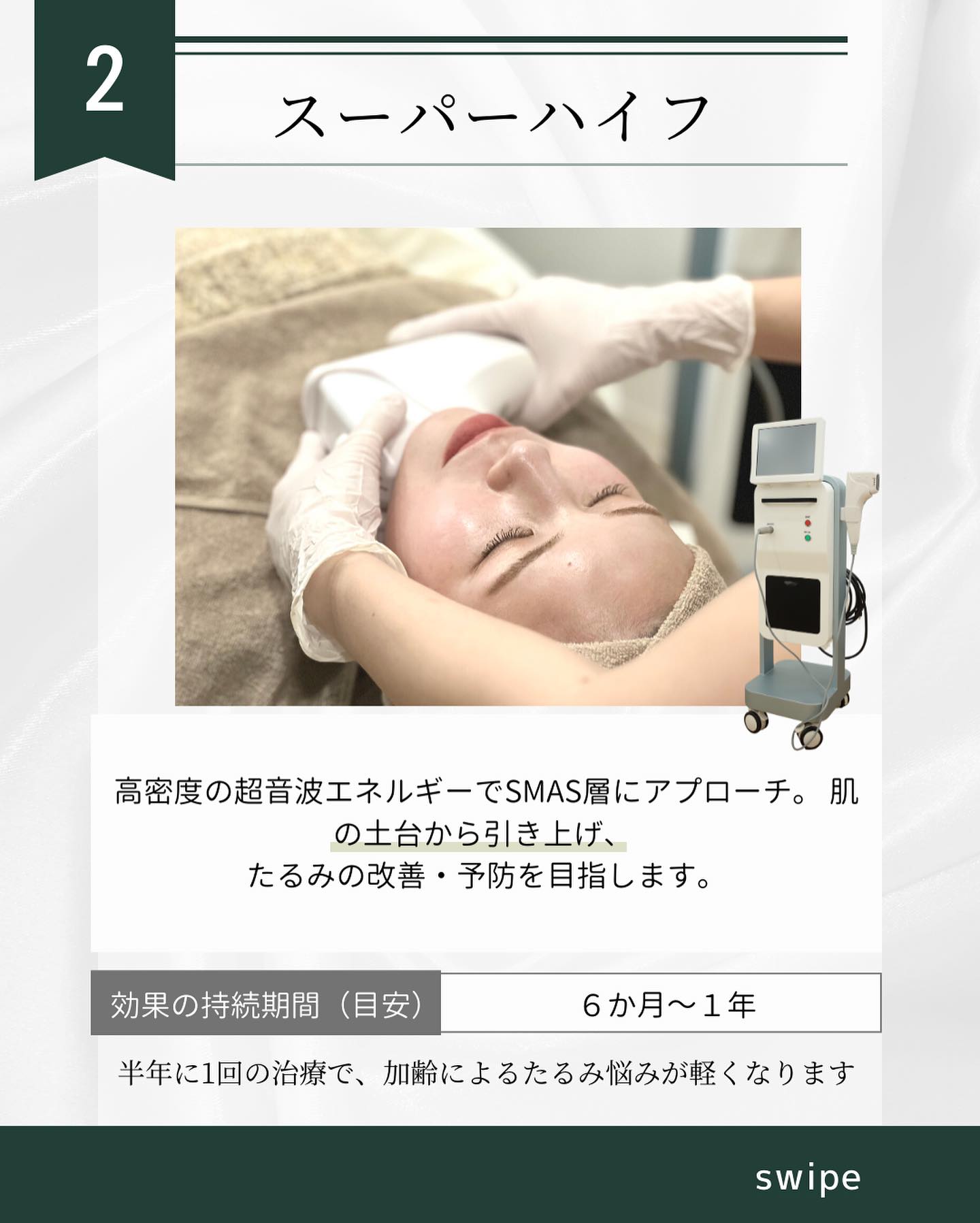 スーパーハイフの施術の様子と特徴