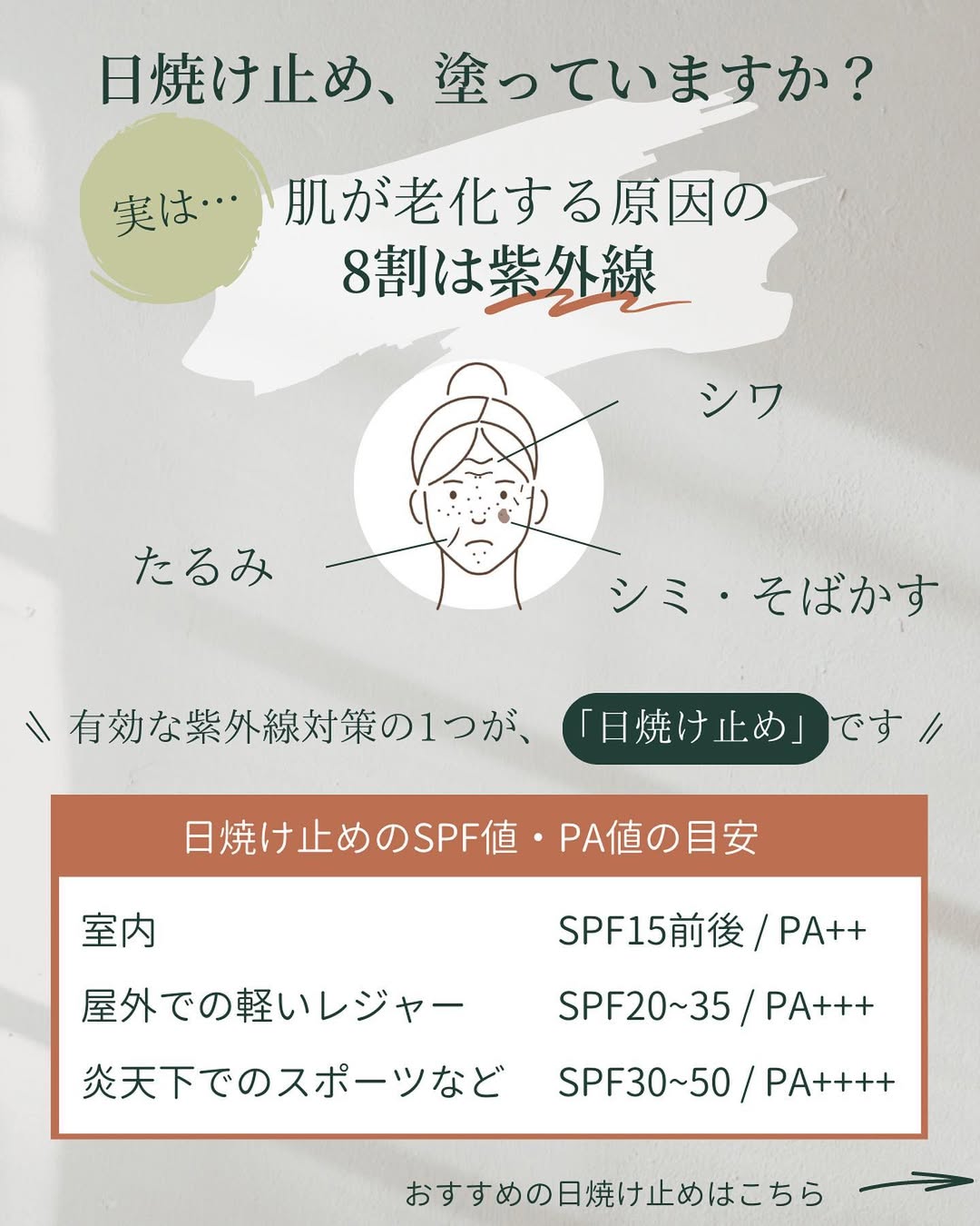 紫外線対策には日焼け止めが有効