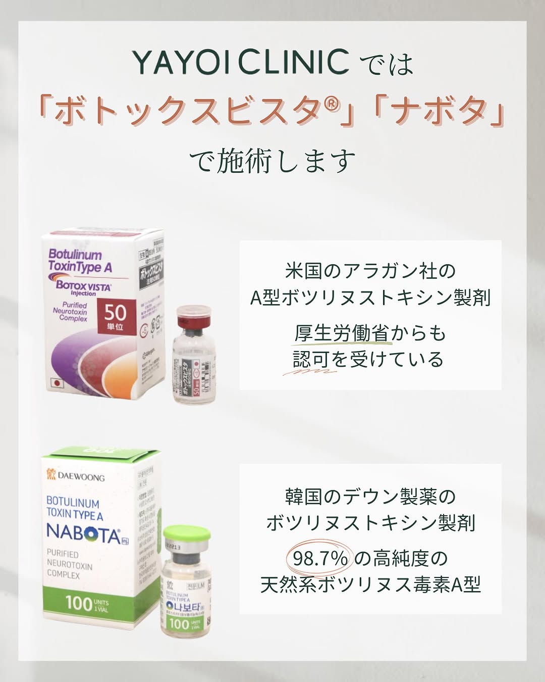 ボトックスビスタ®、ナボタ