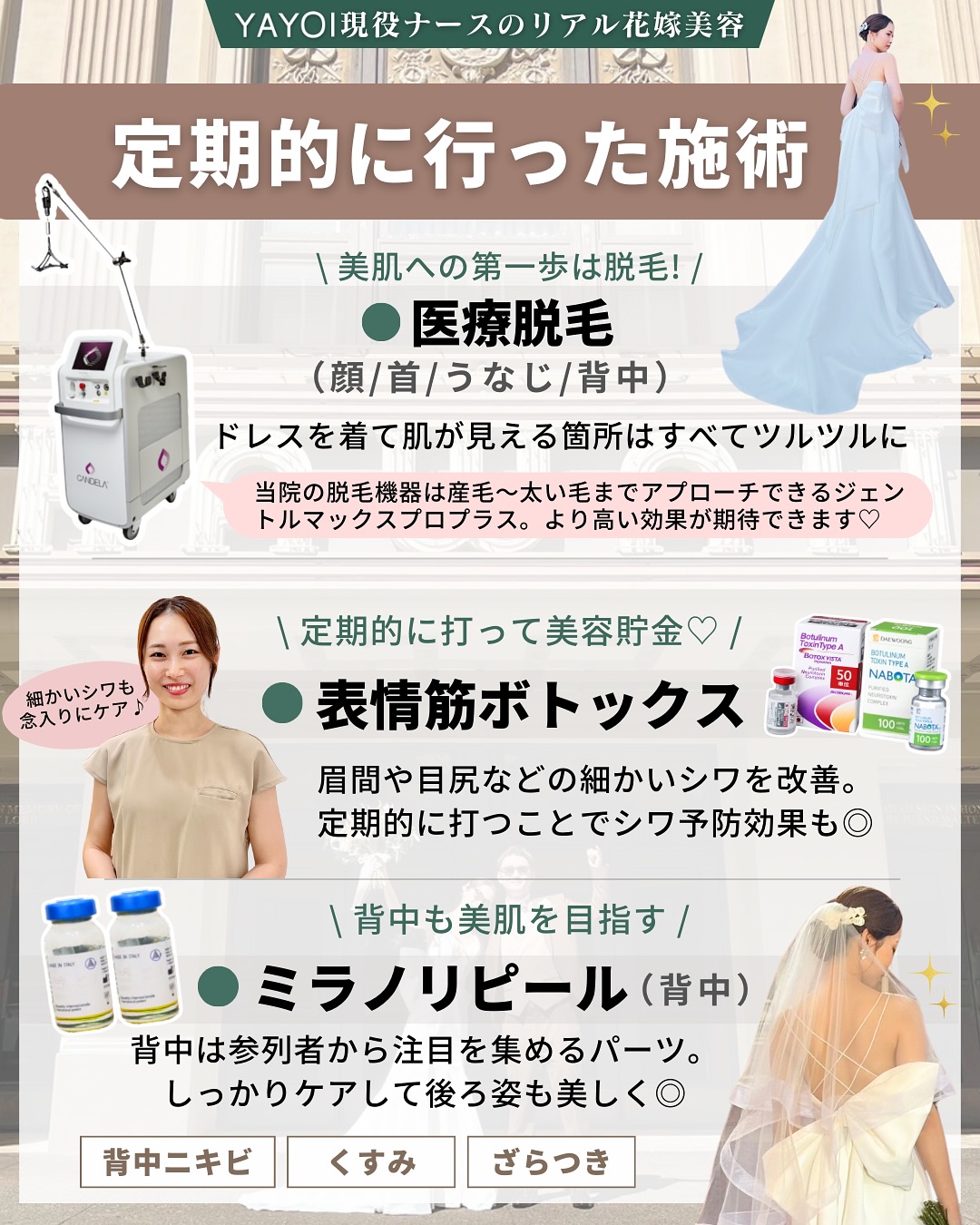 花嫁美容で定期的に行った施術