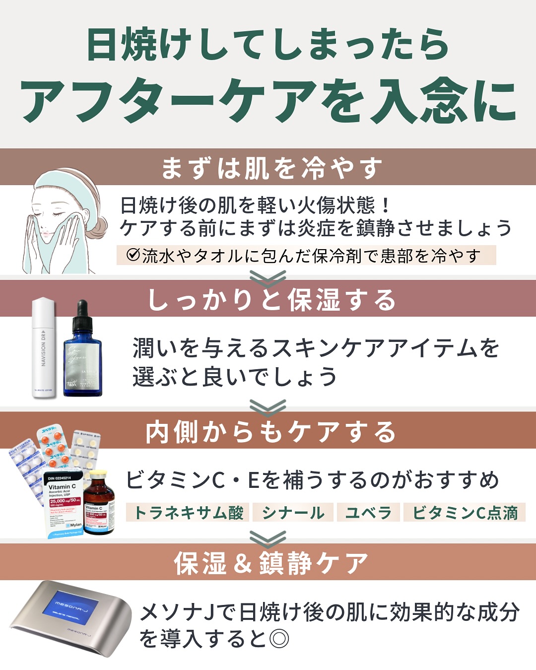 日焼けしてしまったらアフターケアを入念に