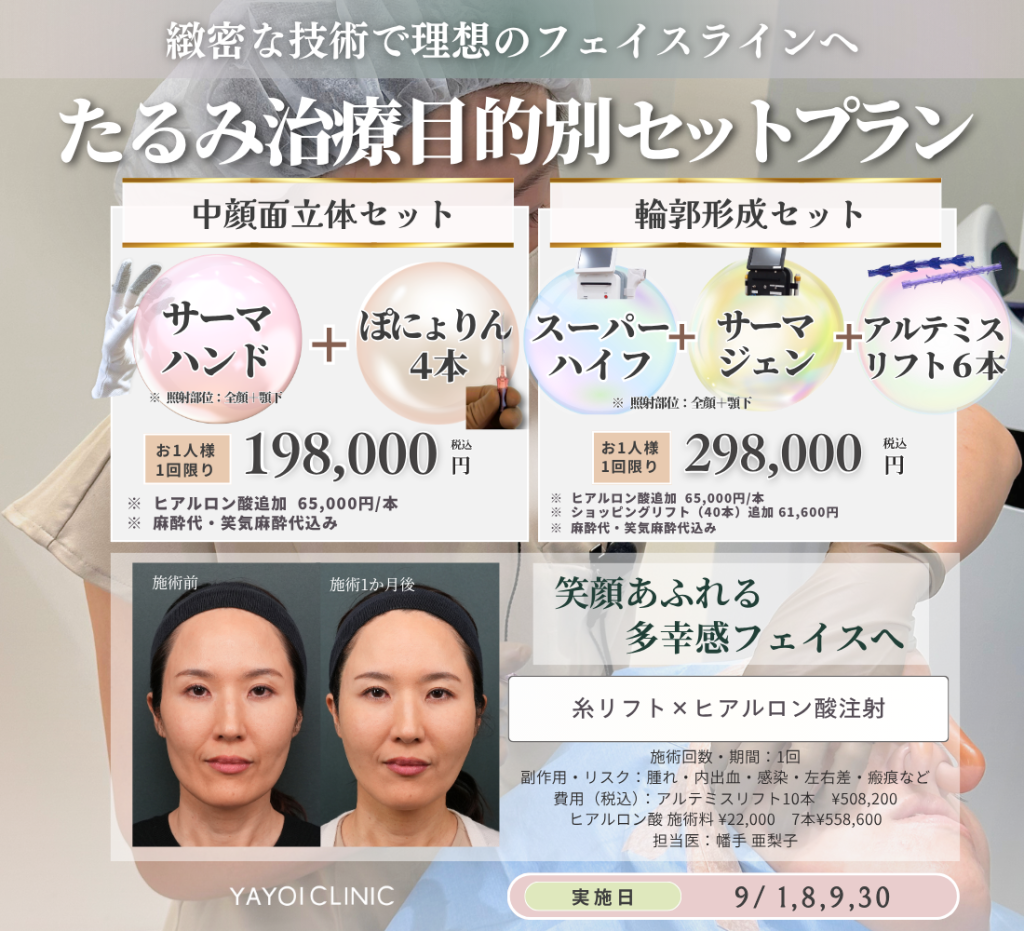 9月末までのご案内 | たるみ治療 目的別セットプラン