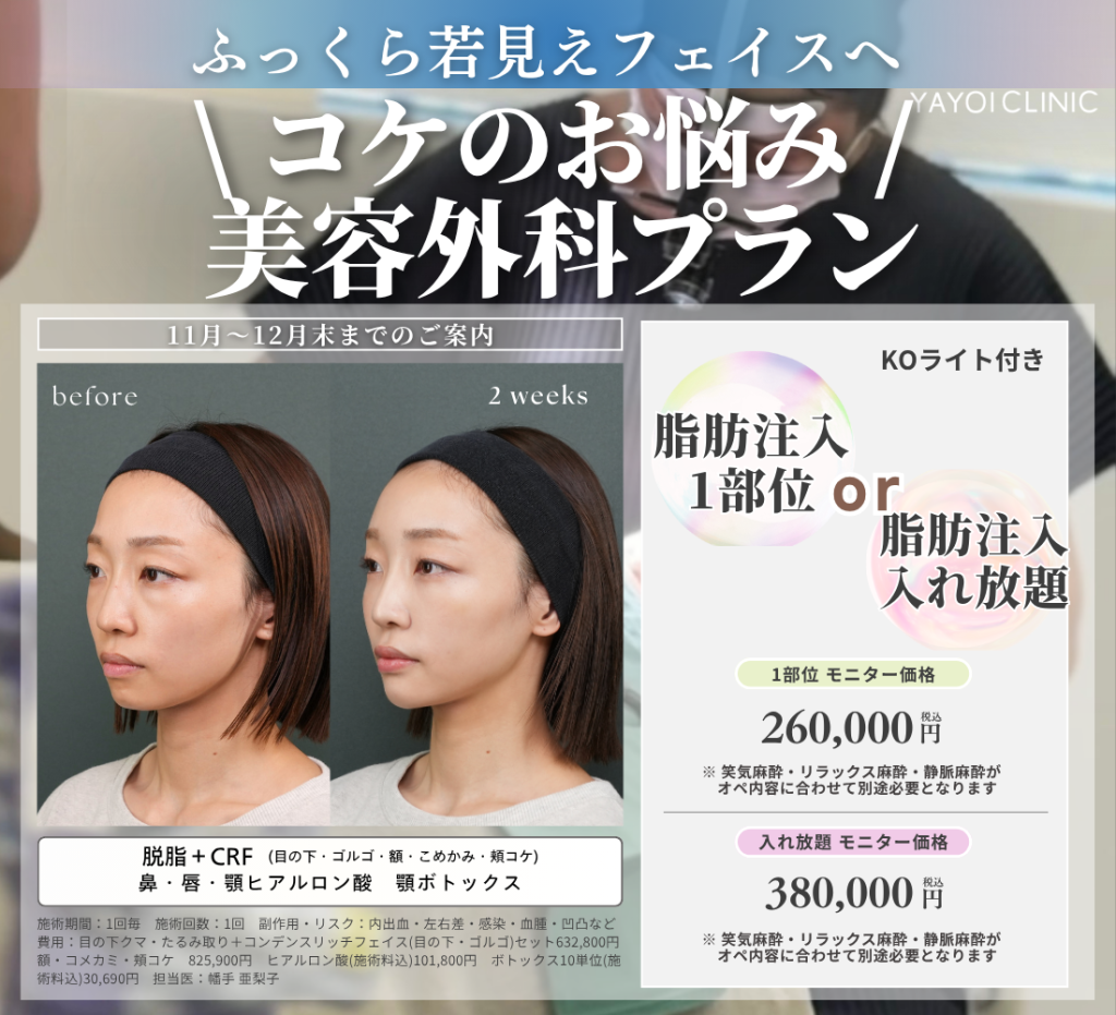 11月～12月末までのご案内｜頬のコケのお悩み 【美容外科プラン】